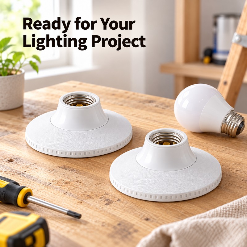 2-Pack E26/E27 Lamp Bulb Holders for Indoor Lighting – White