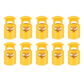 sourcing map 10pcs Plastic Cord Locks Single Hole Spring Toggle Stopper Clip Elastic Clasp Lock Fastener for Drawstring, Paracord, Bags, Clothing, Gloves String Lock Replacement, Yellow