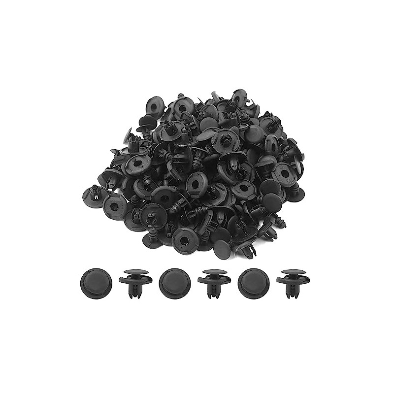 100Pcs Black Plastic Rivets Retainer Clip Bumper Fender