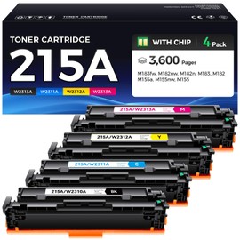 215A Toner Cartridge Set 4-Pack High Yield Replacement for HP 215A W2310A W2311A W2312A W2313A Compatible with HP Color LaserJet Pro MFP M182n M182nw M183fw M155a M155nw Printer Ink Black All-in-One