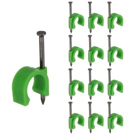 PATIKIL Half Clamp J-Hook with Nail 3/4" / 20mm, 95Pcs Pex Pipe Fixture Cable Clip Wire Wall Support Holder for Tubing CPVC Copper Pipe Fixing Connection, Green, 60mm Long Nail