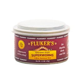 Fluker's Gourmet Canned Food for Reptiles, Fish, Birds and Small Animals, Super Worms, 1.2 oz