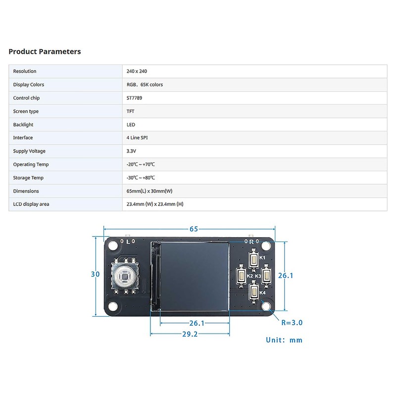 XICOOLEE 1.3 inch LCD Display Module, Embedded ST7789 Driver, 240
