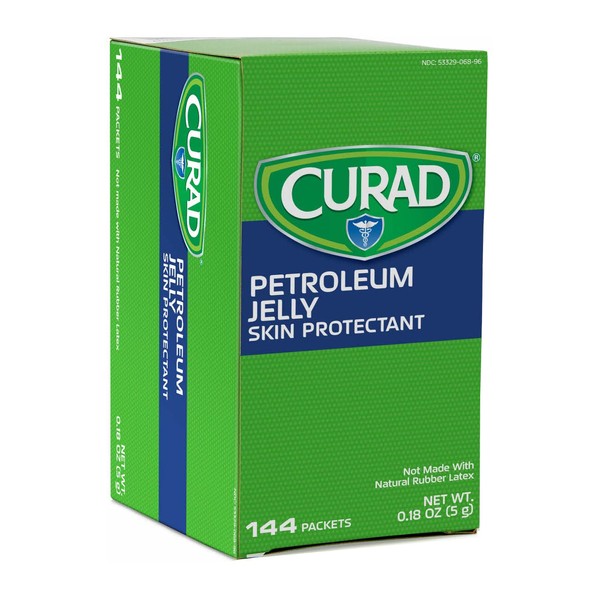 Medline Curad Petroleum Jelly, White/Green, 144 Count
