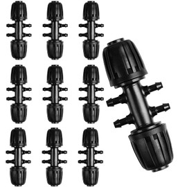 WANGCL 10PCS Barbed Tee Connectors Drip Irrigation 1/2 inch to 1/4 inch Irrigation Tube Anti-Drop Premiun Fitting for Patio Lawn Farm and Garden (Black)