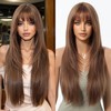 Peluca Larga con Flequillo Recto - Cabello Natural para Mujer