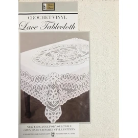Better Home New Crochet Vinyl Lace Tablecloth, 54" Wide x 72" Long Oblong, White