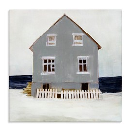 Stupell Industries Winter Beach House Landscape Cool Coast Line, Designed by Stellar Design Studio Canvas Wall Art, 24x24, Gray