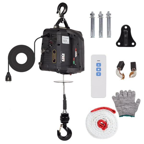 2-in-1 Portable Winch, 1100lbs Electric Hoist Winch Portable Electric Power