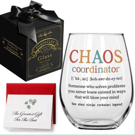 Pokolllee Chaos Coordinator Wine Glass Novelty Appreciation Gifts for Friends Teacher, Coworkers Thank You Gifts, Funny Thank You Gifts for Work Mom Boss Teacher, Inspiration Birthday Gifts for Her