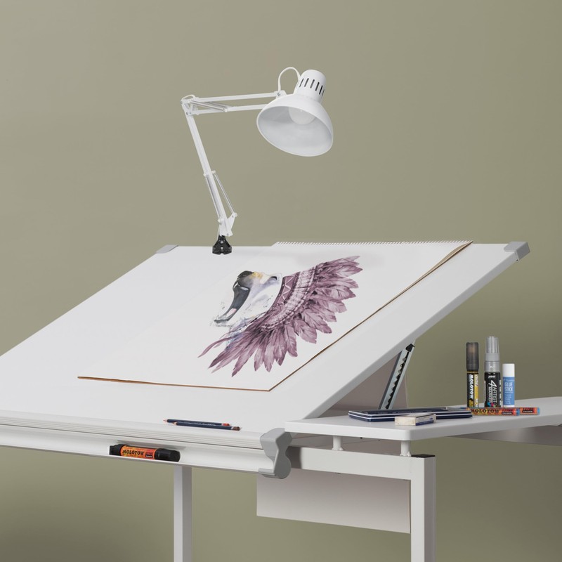 Studio Designs Swing Arm Lamp, 13-watt, White, 6.5" W x