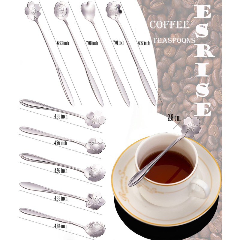 Flower Spoon Coffee Teaspoon Set, ESRISE Stainless Steel Tea Spoon