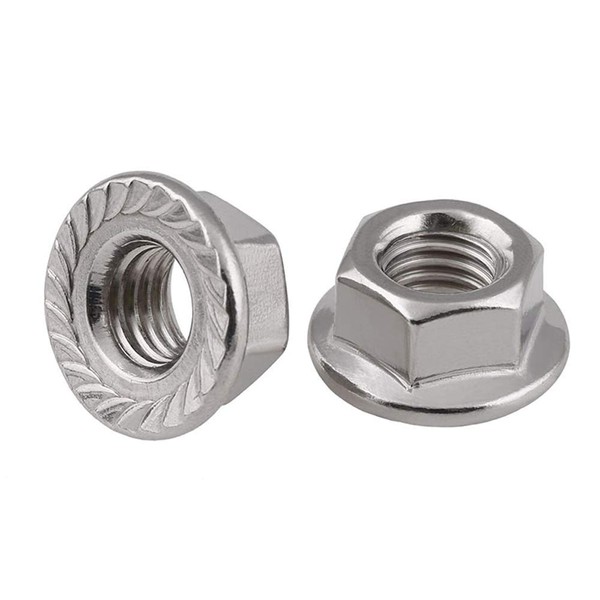 RUOFENG Stainless Steel Serrated Hex Flange Lock Nuts 50pcs (M8)