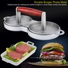 Non-Stick Double Burger Press Mould Aluminum Alloy with Wooden Handle