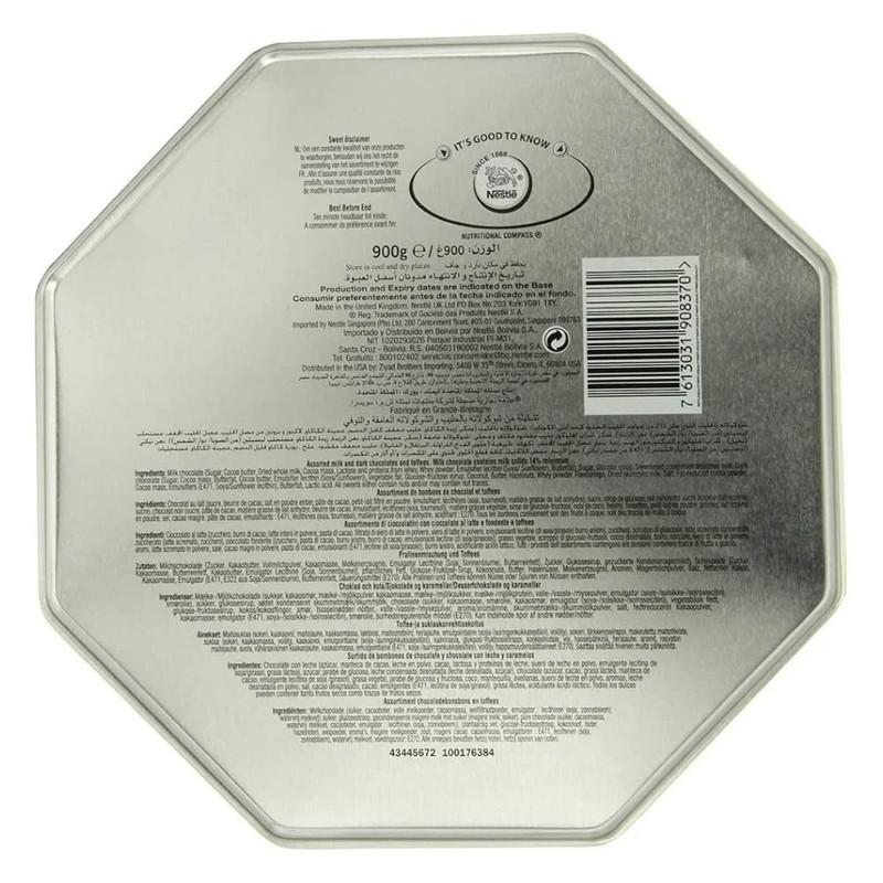 Nestle Quality Street Assorted Chocolate Decorative Metal Tin, 2lb