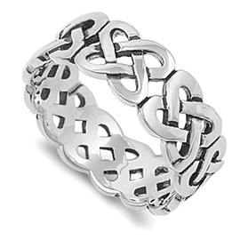 WOMENS/MENS Irish Open Celtic Knot Eternity Ring - 925 Sterling Silver - Irish Celtic Jewellery Size V