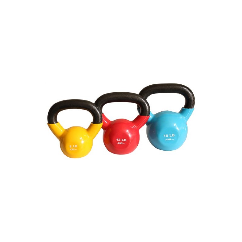 Ader Vinyl Kettlebell Set- 8, 12, 18 Lb