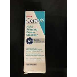 CeraVe Acne Foaming Cream Cleanser Acne Treatment  Wash with 4% Benzoyl Peroxide