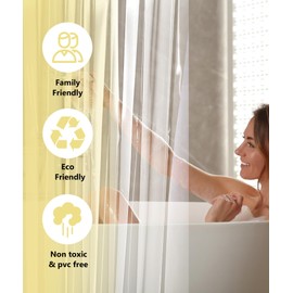 HOUSEWELL Medium Weight Shower Curtain, Waterproof Premium PEVA Clear Shower Curtain with Hooks - 71inx71in Shower Curtain Line for Bathroom,Transparent