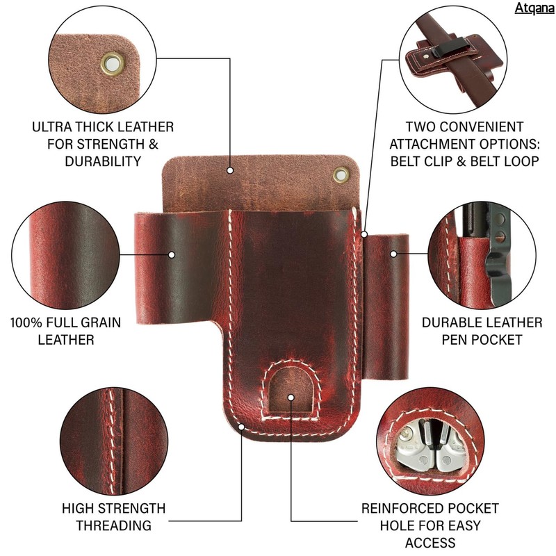 ATQANA EDC Pocket Organizer For Belt (Premium Leather) - Urban