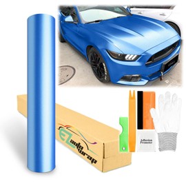 60"x96" (5FTx8FT) Sky Blue Matte Metallic Satin Pearl Vinyl Wrap Sticker Sheet Film Car Auto Vehicle DIY Decal Bubble Free Air Release Self Adhesive Peel and Stick Free Tool Kit
