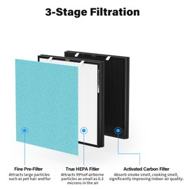 CFKREYA RFM80 Filter Replacement, Compatible with Max Air Purifier OVHM80, Replacement Part# RFM80, 3 Extra Pre-Filters + 1 True HEPA Filter + 1 Carbon Filter (1 Set)