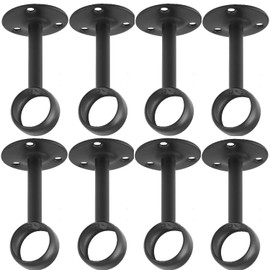 Anndason Ceiling-Mount Curtain Bracket Holders for 1 1/4-Inch Rod (8 PCS, Black)