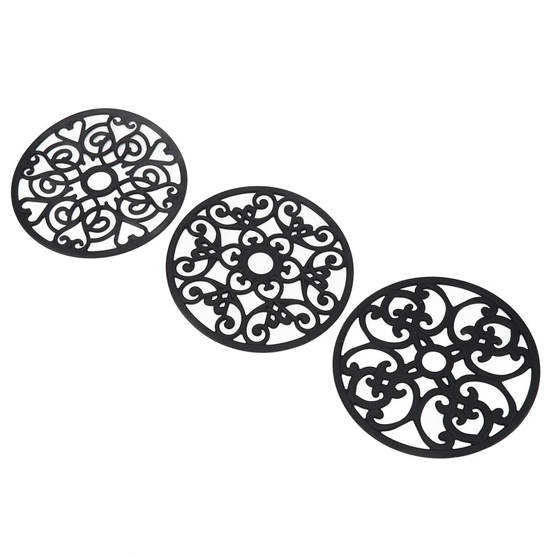 3pcs Modern Kitchen Trivets Waterproof Hollow Carved High Temperature Resistance