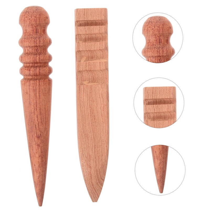DOITOOL 2Pcs Leather Burnishing Tool Ergonomic Wooden Edge Burnisher for