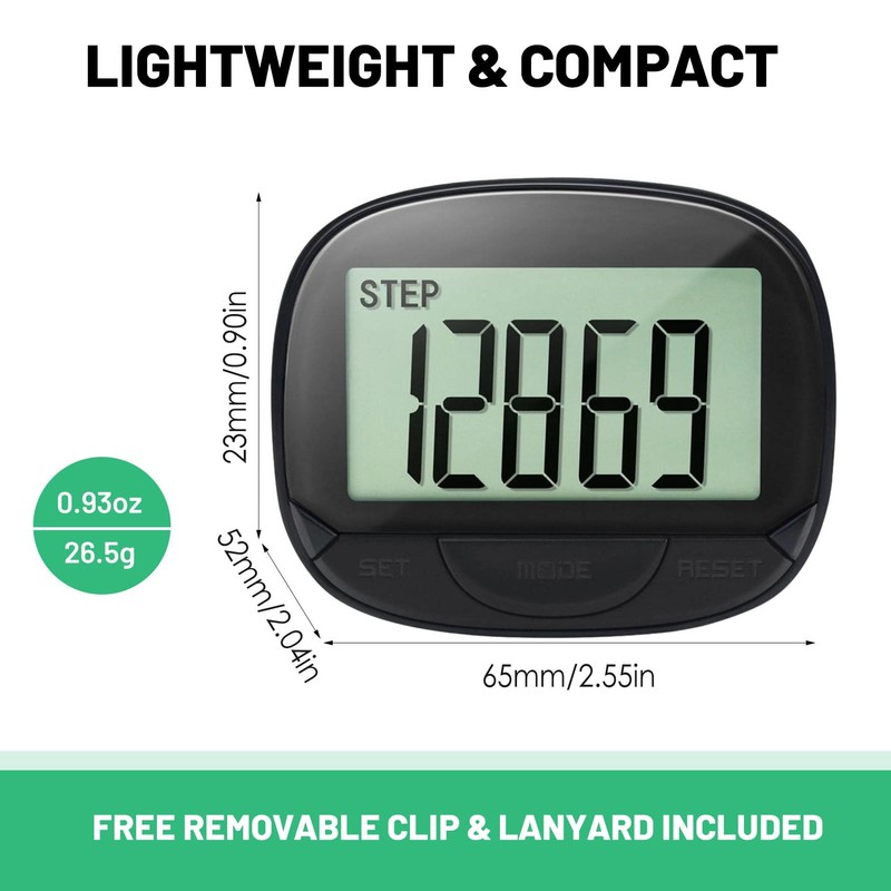 Pedometer for Walking, Large Digital Display and Clip, Pocket Pedometer