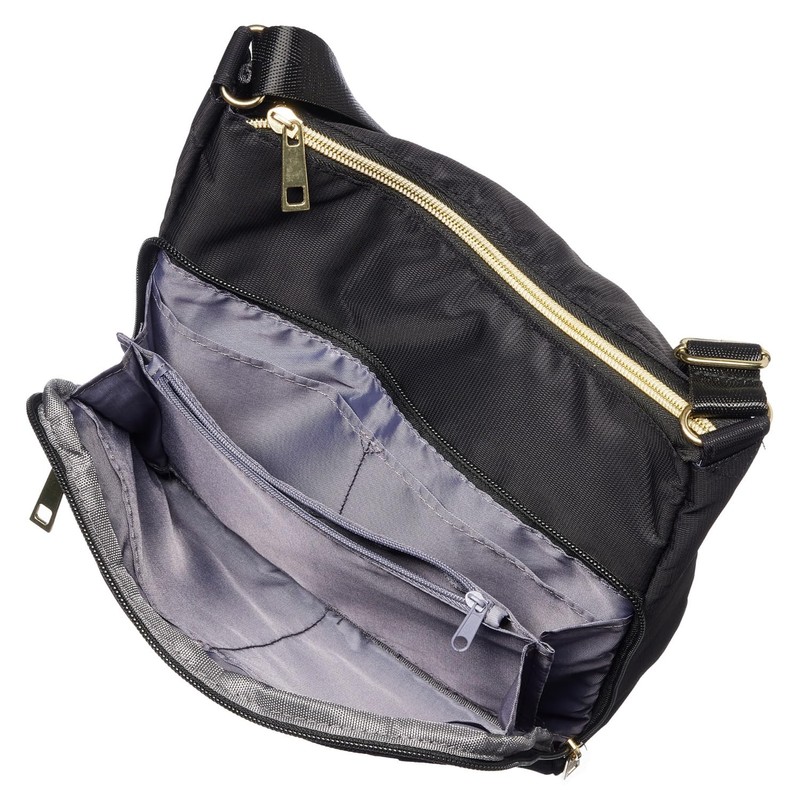 Cox Sportif Women's Mulsan Deodorizing Antibacterial Nylon Shoulder Bag, Black