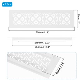 PATIKIL 12 x 3 Inch Door Air Vent Cover, 2 Pcs Heavy Duty Aluminum Grille Ventilation Cover Louvered with Mounting Screws for Cabinet Wardrobe Door, White