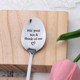 Husband Wife Anniversary Birthday Gifts for Her Him Best Friend Leaving Gifts for Tea Lovers Stir Your Tea and Think of Me Spoon Gift for Daughter Son Birthday Gift for Girlfriend Boyfriend Spoons