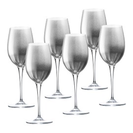 Barski Goblet, Red Wine Glass, Water Glass, Glass is Decorated in Silver, Stemmed Glasses, Set of 6 Goblets, 18 oz, Made in Europe