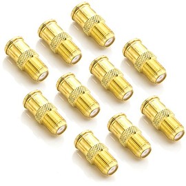 deleyCON F-Quick Connector F-Female to F-Quick Connector F-Quick Male to F-Connector without Screws Gold-Plated Pack of 10