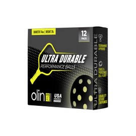 OLIN Ultra40 Ultra Durable Outdoor Pickleball Balls USA Pickleball Approved (USAPA) 12-Pack, Optic Yellow
