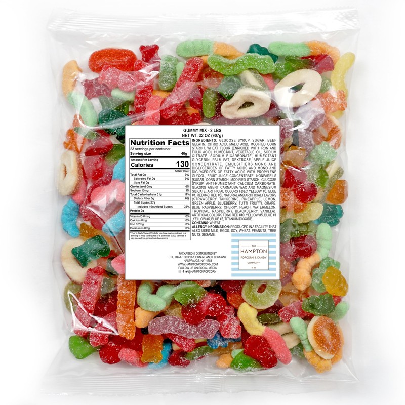 Assorted Gummy Mix Candy, 2lb Bulk Bag, Gummy Bears, Assorted