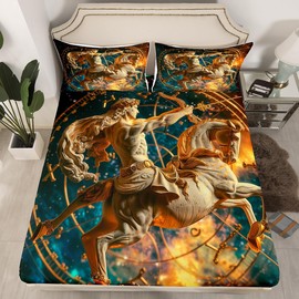 Erosebridal Ancient Rome Bed Sheets Set 3Pcs,European Mythology Sheet Set Twin Size,3D Sculpture Pattern Sheets,Retro Style Soft Breathable Home Room Decor with 1 Pillowcase