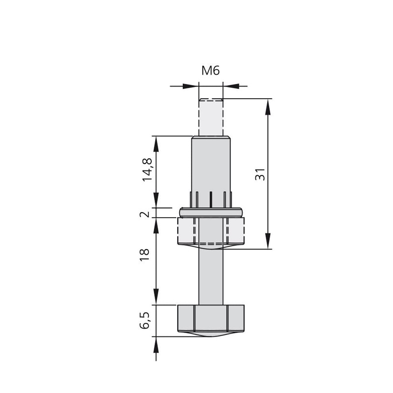 Emuca 2020015 Leveller foot for furniture with nut, M6x20mm, Set
