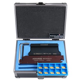 Accusize Industrial Tools 1'' Self-Lock Block Sltbn25.4-6 with 10 Pcs Gtn-3 Carbide Inserts and 1 Pc 0.120'' Width Ncih32-3 Blade, 2410-1010