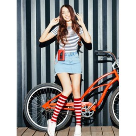 Syhood 2 Pairs Toe Socks High Toe Socks Colorful Striped Women Cotton 5 Toes Separated Socks for Christmas Gift Girls Women