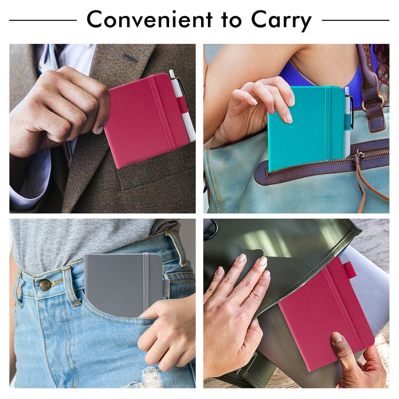 3 Pack A6 Pocket Notebooks, Feela Hardback Lined Small Notebooks