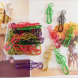 FineGood 50 Pcs Music Notes Design 6 Colors Colorful Cute Stationery with Storage Case Bookmark Document Organizer for Notebook Notebook Notepad