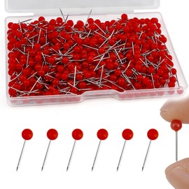 500 PCS 1/8 Inch Push Pins,Red Decorative Push Pins for Bulletin Board Cork Board Wall Fabric Marking,Map Tacks Pins for Travel Map Small Round Ball Head with Stainless Point