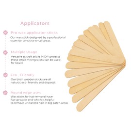 Mibly Wooden Wax Sticks - Eyebrow, Lip, Nose Small Waxing Applicator Sticks for Hair Removal and Smooth Skin - Spa and Home Usage (100 Large Wax Sticks)