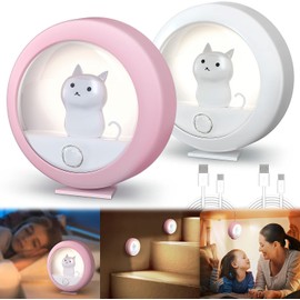Pack of 2 Children's Night Lights with Motion Sensor, Warm White Night Light with Motion Sensor USB, Indoor Night Light, Cabinet Lighting, Auto On/Off Night Light Baby for Children's Room, Bedroom,