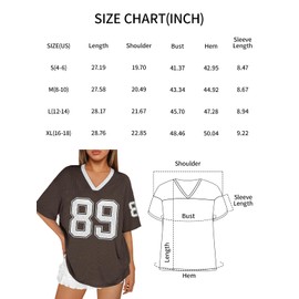 Trendy Queen Jersey Shirts for Women V Neck Oversized Tshirts Y2K Graphic Tees 2025 Summer Short Sleeve Plus Size Tops Brown XL