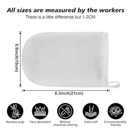 PHOGARY PHOGARY 8 Pack Flannels Body Wash Cloth Mitts, Reusable Soft Makeup Remover Mitts Gloves Set, Microfiber Face Cleansing Mitten Gloves, Bath SPA Cloth, 15x21 cm, White and Grey