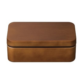Masakazu 79773 Non-Stick Lunch Box, Wood Grain Rectangular Bento Box, Brown, L (CC)
