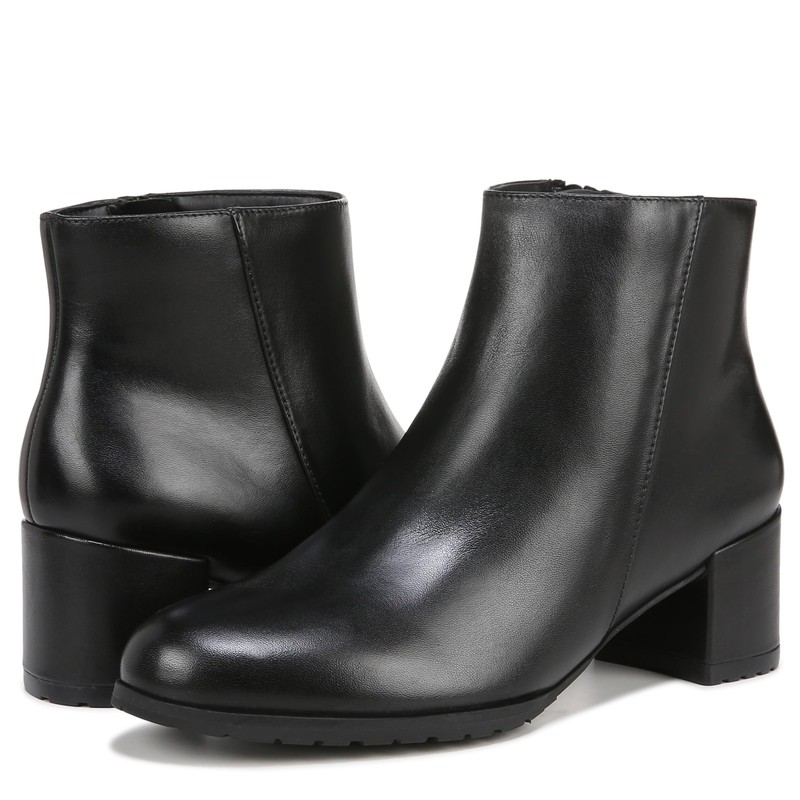 Naturalizer Womens Bay Waterproof Heeled Ankle Boot Black Leather 6